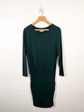 Abito silenzioso piccolo verde bosco scuro tara jersey manica lunga increspato casual