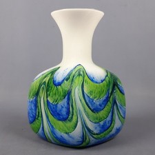 Vaso Vetro Murano Carlo Moretti Verde Bianco Blu Design Modernariato 1980