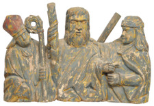 Statua Scultura 3 Personaggi in Legno Soprammobile Arte Moderna