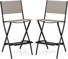 Set Di Sgabelli Da Bar 2 Pezzi, Sedie Alte E Pieghevoli Con Telaio in Metallo E 