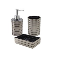 Accessori bagno moderno argento dispenser sapone  porta spazzolino piattino