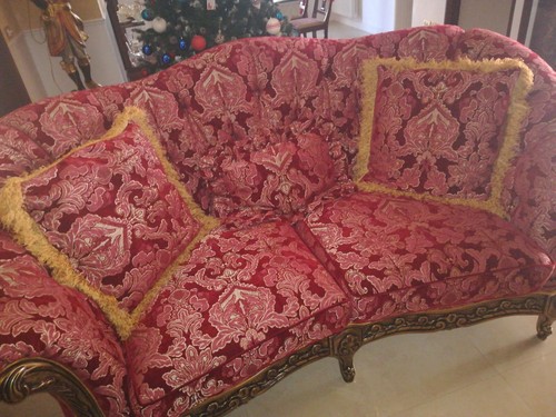 Divano damascato bordeaux - divano,