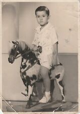 B4 - Foto Photo Fotografia  Anni 40 - Bambino su cavallo a dondolo