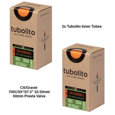2x Tubolito Tubo CX/Gravel 700C/29"/27,5" 32-50mm Tubo 60mm Valvola Presta Nero