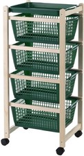 CARRELLO SALVASPAZIO CON 4 CESTI LEGNO NATURALE 36 X 30 X H82 CM ASSORTITO