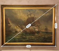 Papaluca Francesco Quadro Olio su Tela - Battaglia Navale Vascelli del XVII Sec.