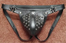 Jockstrap in vera pelle nero