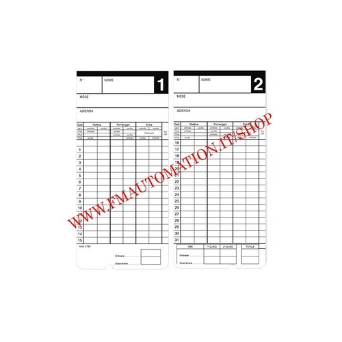 Cartellini marcatempo modello - cartellini,