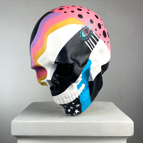 Scultura teschio design pop