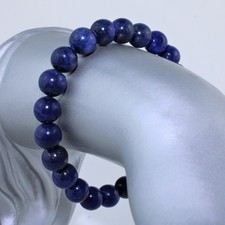 Braccialetto di LAPISLAZZULI Minerali Blu Oro Zodiaco Toro Acquario 8mm sfera