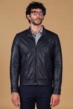 Giacca in pelle Uomo Blu