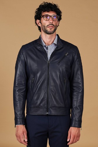 Giacca pelle uomo blu - giacca,