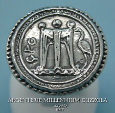 ANELLI MONETA TRIPODE ARGENTO 925 MAGNA GRECIA Statere Kroton Münzring SILBER925