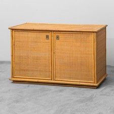 MOBILE CREDENZA IN LEGNO E BAMBOO DESIGN ANNI '70 VINTAGE MODERNARIATO