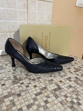 Decolletè Tacco Basso Pelle Blu