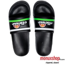 EL01M70409 CIABATTE ELLESSE LION NERO VERDE PANTOFOLE UOMO IN GOMMA