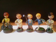 5 RARE SCULTURE ' ANRI ' : BARBIERE, OSSERVATORE,CALCIATORE, CICLISTA, TAMBURINO