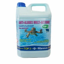 MAREVA Antialghe Top 3 Tanica 5 lt Anti-Alghe Multiazione per Piscina NO SCHIUMA