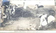 1912 WW ITALO TURCA  Batteria di sbarco agli avamposti antica cartolina militare