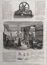 Stampe antiche macchina Leboyer negozio tessuti Cyprès  1867