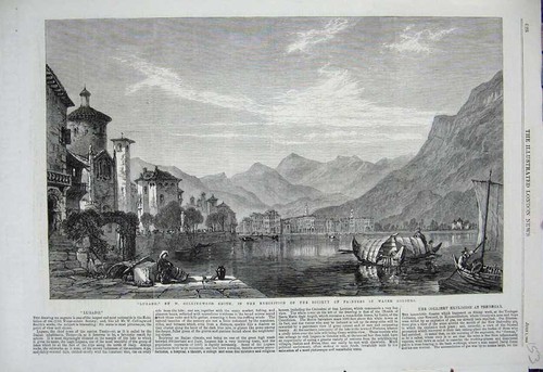 Vecchia stampa antica lugano - antica,