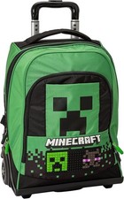 MINECRAFT , Zaino Organizzato Trolley Premium Bambini E Ragazzi, Nero e Verde
