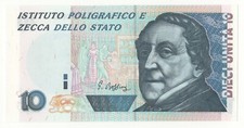 10 unità Banconota Prova Istituto Poligrafico e Zecca dello Stato G. ROSSINI FDS