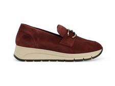 Melluso Mocassino Donna in Camoscio con Zeppa e Morsetto Oro