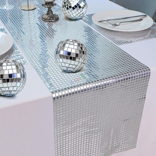 Glitter mirror silver table - mirror,