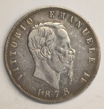 Shield Coin 5 Lire 1878 Rome
