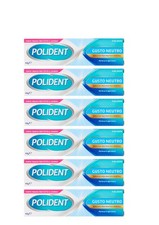 6pz POLIDENT GUSTO NEUTRO ADESIVO PER PROTESI DENTALI CREMA ADESIVA TENUTA FORTE