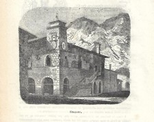 Stampa antica VENZONE Piazza
