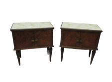 Coppia comodini vintage in noce - anni 50 60 - modernariato - piano finto onice