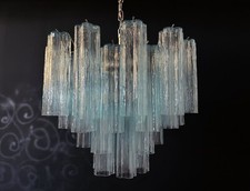 Fantastic Murano Glass Tube Chandelier - 36 BLUE glass tube