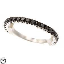 Anello veretta a giro in oro bianco 18 Kt 750 diamanti neri 0,51 ct -Foress-