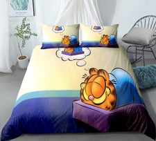 Set Copripiumino Trapuntino Letto Garfield Gatto Singolo Matrimoniale King Super King Federa