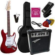 SET CHITARRA ELETTRICA, ROSSO SCURO, CHITARRA ELETTRICA, AMPLIFICATORE 15 WATT, CUSTODIA, CINGHIA, ST5RT