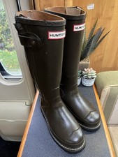 Stivali Wellington Hunter Balmoral Sovereign foderati in pelle con zip intera taglia 5 Vibram