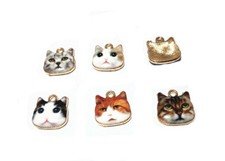 3pz  charms ciondoli gatti  in metallo smaltato 13mm dorato bijoux