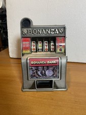 SLOT MACHINE BONANZA METALLO VINTAGE MONEY BANK SALVADANAIO MECCANICA