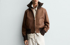 ZARA GIACCA PELLE REGULAR FIT