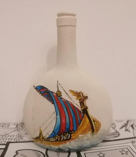 Bottiglia dipinta mano nave - dipinta, a