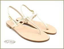 Sandali Artigianali da Donna in cuoio infradito blu bassi Capri Positano capresi