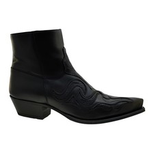 Stivaletti da cowboy Sendra 7482 in pelle nera con tacco cubano misura 45