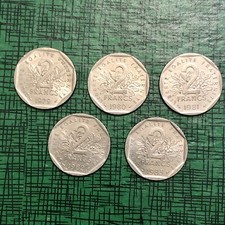 Lotto 5 Monete da 2 Franchi