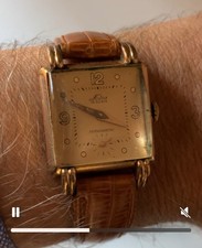 VINTAGE RARE WW2 ERA SQUARE GERMANY GOLD PLATED LADIES MECHANICAL WATCH "NOSTRA"