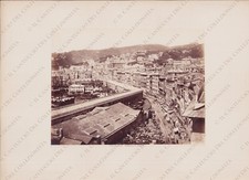 1890c GENOVA Terrazzo Marmo sopraelevata Piazza Caricamento Fotografia albumina
