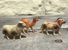 Giocattolo viscoloide lotto di 3 figure cane pecora cammello celluloide antico vintage