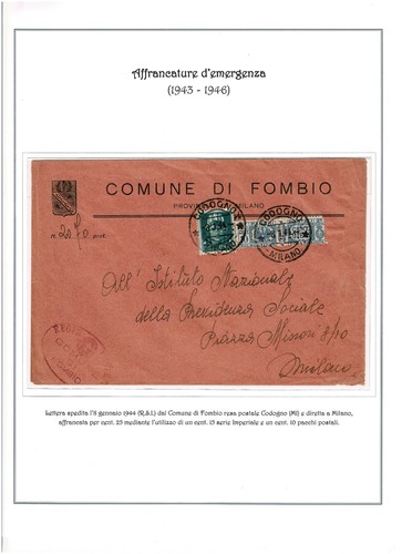 1944 rsi italia - 1944, italia-affrancatura