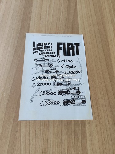 1928 fiat auto listino prezzi - fiat,